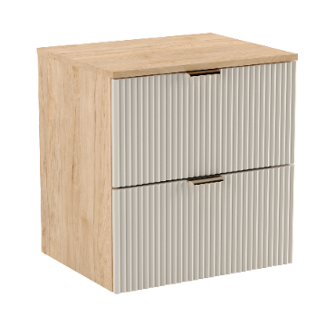 Szafka pod umywalkę nablatową 60 cm Kaszmir/Orzech z ryflowanymi frontami 568199
