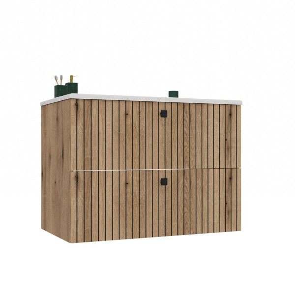 Szafka pod umywalkę Topeshop Tigo 80 2S dąb evoke + umywalka 738464