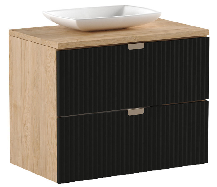 Szafka pod umywalkę z 2 szufladami czarny + orzech - Zereon 310405
