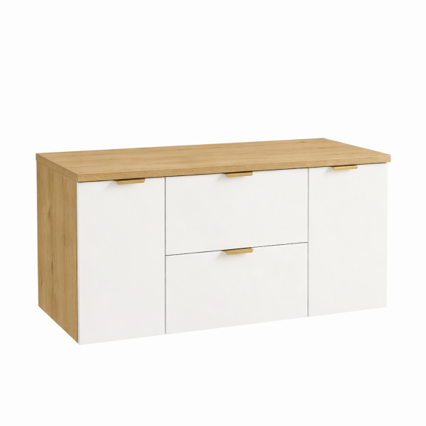 Szafka pod Umywalkę z Blatem 120cm 2 Szuflady 2 Drzwi Dąb Artisan / Biały 879821