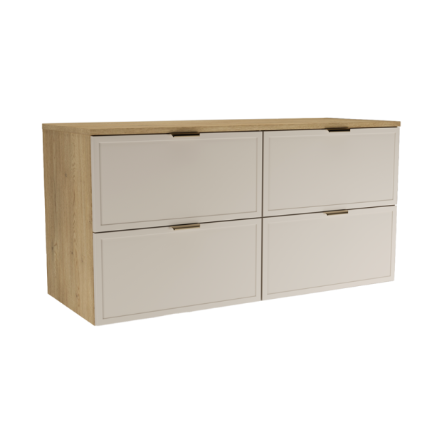 Szafka pod Umywalkę z Blatem 120cm Fronty Ramka Dąb Cremona / Kaszmir 947187