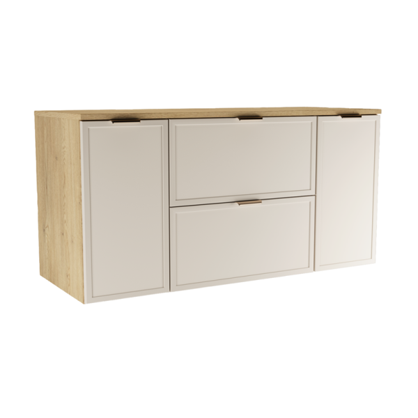 Szafka pod Umywalkę z Blatem 120cm Fronty Ramka Dąb Cremona / Kaszmir 947174