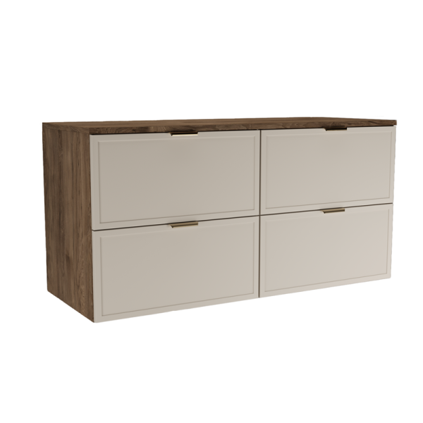 Szafka pod Umywalkę z Blatem 120cm Fronty Ramka Dąb Orzech / Kaszmir 947183