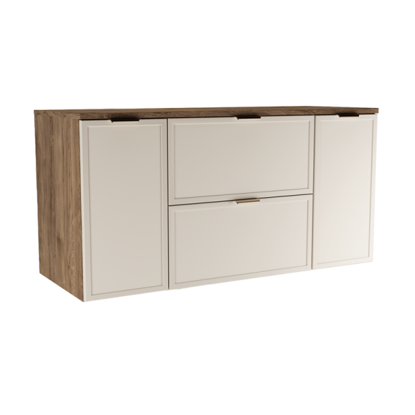 Szafka pod Umywalkę z Blatem 2D2S 120cm Fronty Ramka Dąb Orzech / Kaszmir 947189