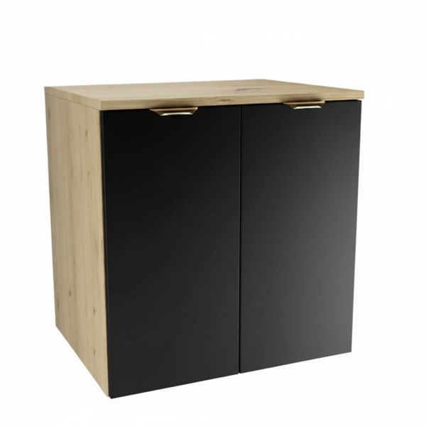 Szafka pod Umywalkę z Blatem 60cm 2 Drzwi Dąb Artisan / Czarny 879822