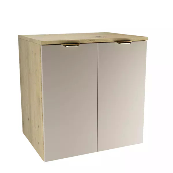 Szafka pod Umywalkę z Blatem 60cm 2 Drzwi Dąb Artisan / Kaszmir 879814