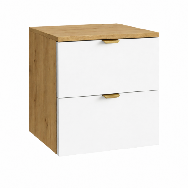 Szafka pod Umywalkę z Blatem 60cm 2 Szuflady Dąb Artisan / Biały 879813