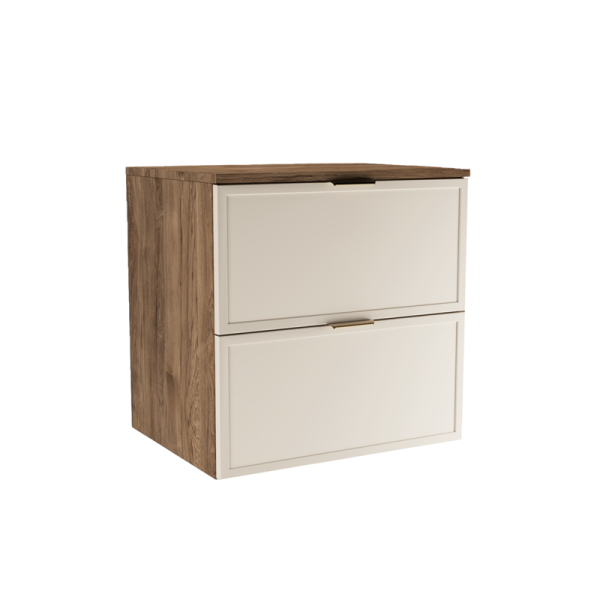 Szafka pod Umywalkę z Blatem 60cm Fronty Ramka Dąb Orzech / Kaszmir 947179