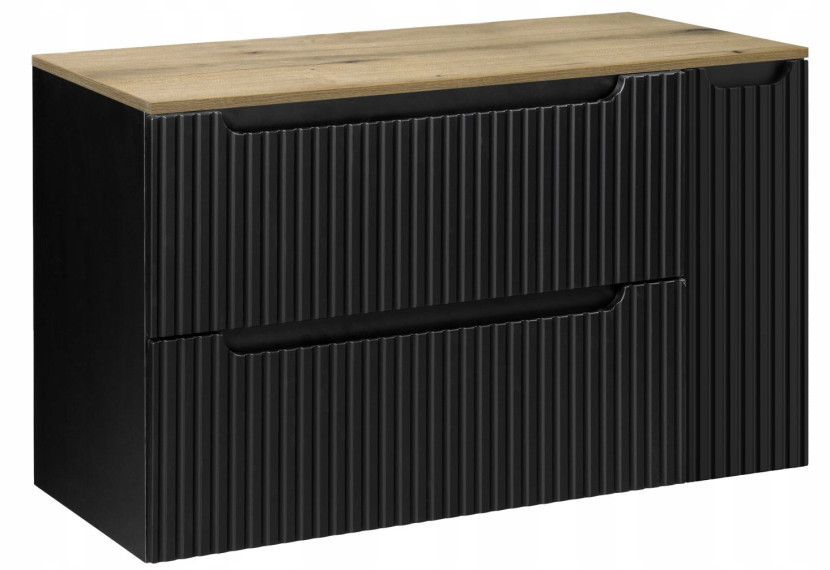Szafka pod Umywalkę z blatem dąb 100 cm Ryfle NOVA BLACK 232713