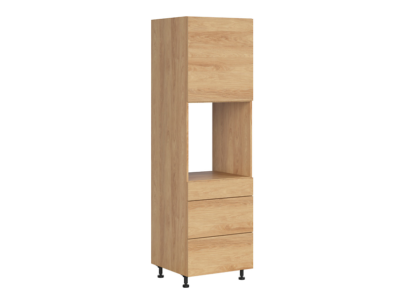 Szafka pod zabudowę piekarnika Hamper 60 cm lewa z szufladami cichy domyk dąb hikora 398922