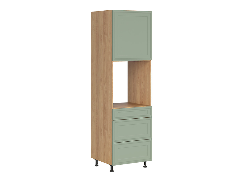 Szafka pod zabudowę piekarnika Verdi 60 cm wysoka prawa z szufladami cichy domyk szałwia mat 926360