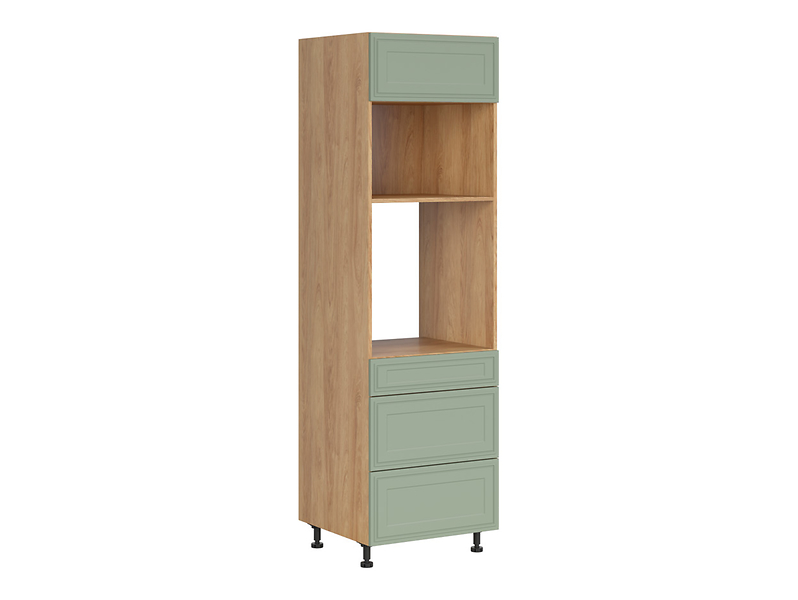 Szafka pod zabudowę piekarnika Verdi 60 cm wysoka z szufladami cichy domyk szałwia mat 926359