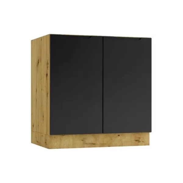 Szafka pod zlew ISABEL D80ZL czarny mat/dąb artisan 412607