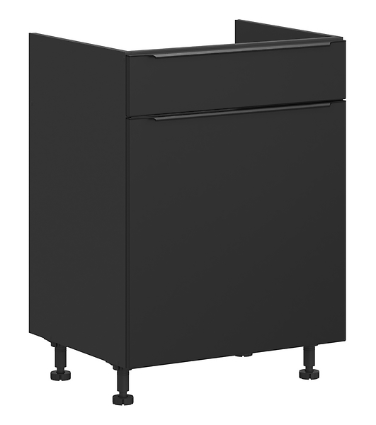 Szafka pod zlewozmywak Sole L6 60 cm z szufladą cichy domyk czarny mat 185513