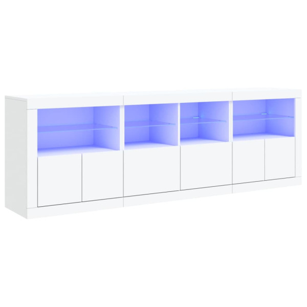 Szafka Regał Biała LED z Drzwiami Szklanymi 202x37x67 cm do Salonu 769617