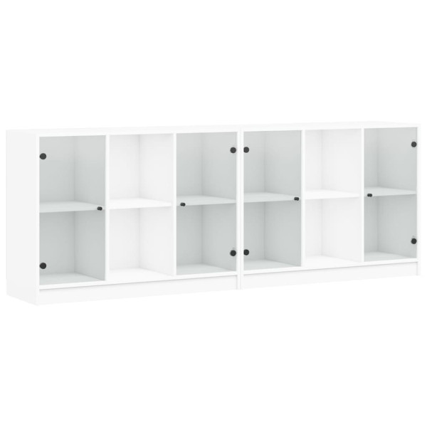 Szafka Regał Biała z Drzwiami Szklanymi 204x37x75 cm do Salonu 769587