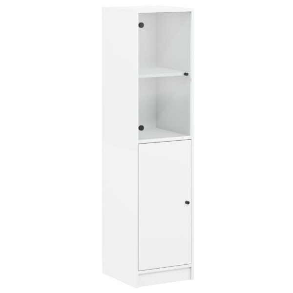 Szafka Regał Biała z Drzwiami Szklanymi 35x37x142 cm do Salonu 740099