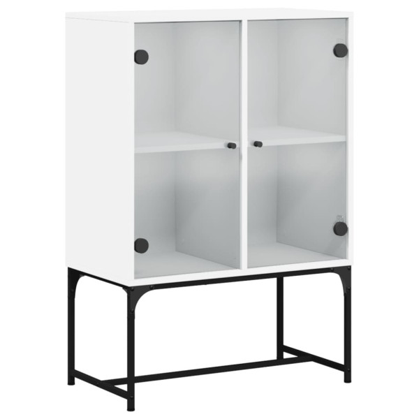 Szafka Regał Biała z Drzwiami Szklanymi 69x37x100 cm do Salonu 769584