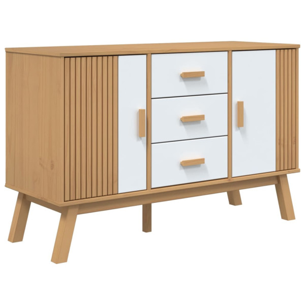 Szafka Regał Brązowa Biała z Drzwiami z Szufladami 114x43x73.5 cm 769730
