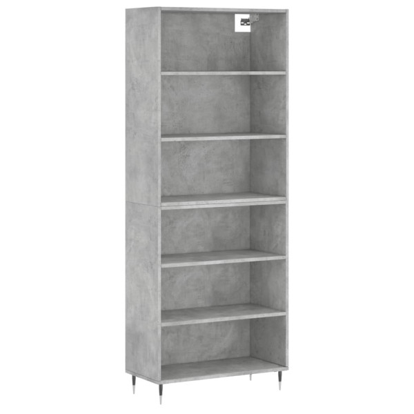 Szafka Regał Szara Beton 69.5x32.5x180 cm do Salonu Pokoju Sypialni 740505