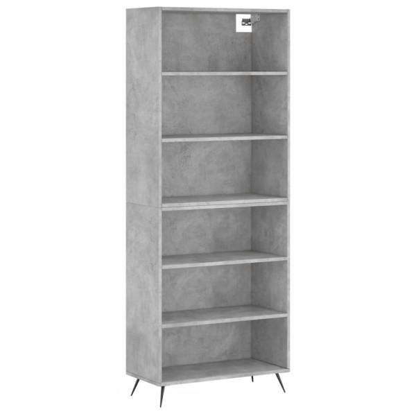 Szafka Regał Szara Beton 69.5x32.5x180 cm do Salonu Pokoju Sypialni 740258