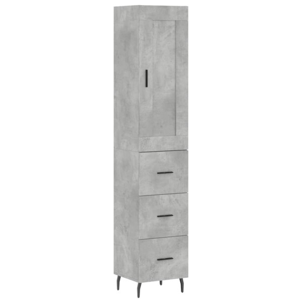 Szafka Regał Szara Beton z Drzwiami 34.5x34x180 cm do Salonu Pokoju 740814
