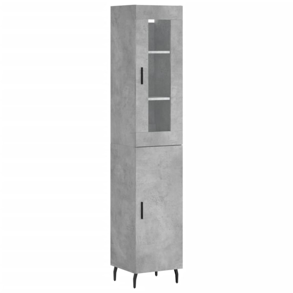 Szafka Regał Szara Beton z Drzwiami Szklanymi 34.5x34x180 cm 751547