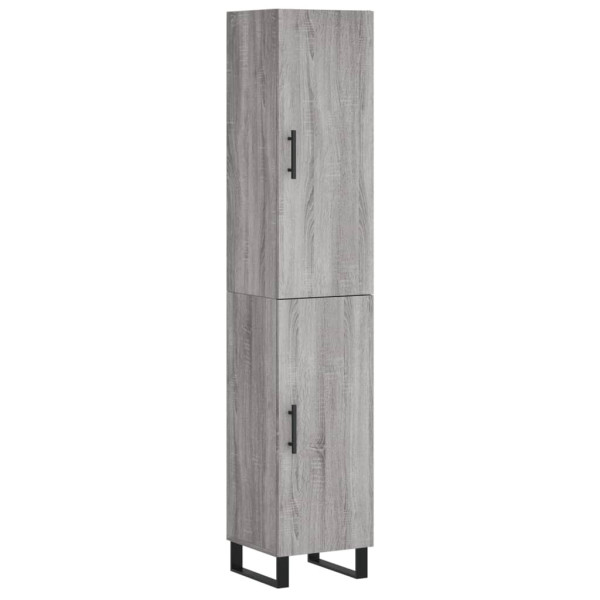 Szafka Regał Szara Dąb Sonoma z Drzwiami 34.5x34x180 cm do Salonu 741444