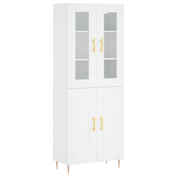 Szafka Regał Witrynka Biała Szklana 69.5x34x180 cm do Salonu Pokoju 751674