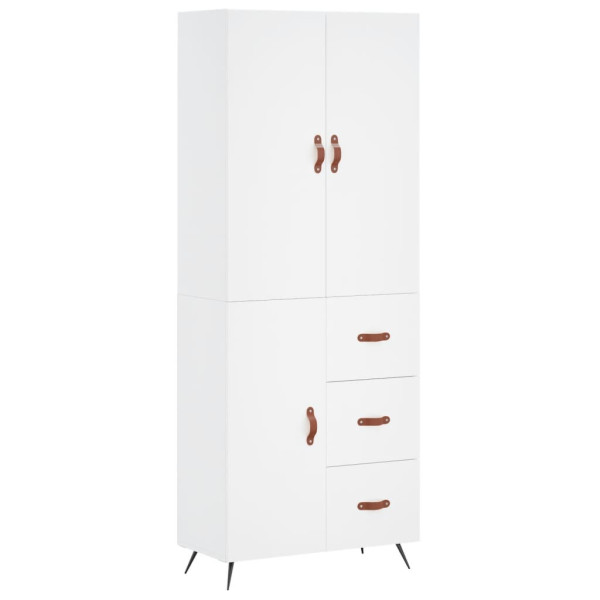 Szafka Regał Witrynka Biała z Drzwiami 69.5x34x180 cm do Salonu Pokoju 741746