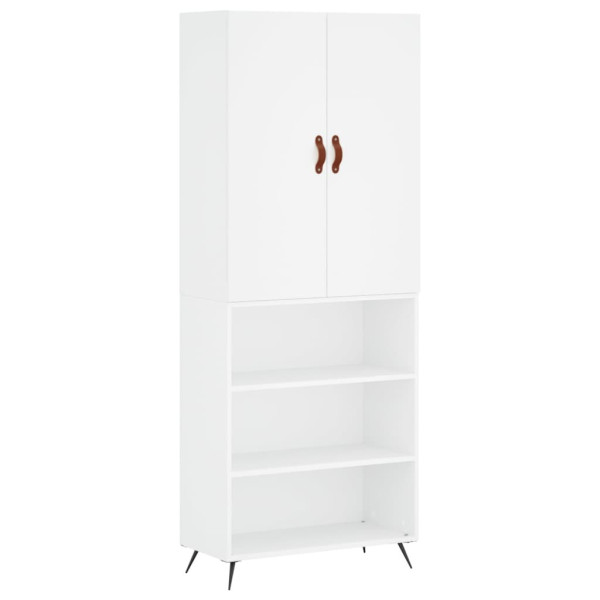 Szafka Regał Witrynka Biała z Drzwiami 69.5x34x180 cm do Salonu Pokoju 747880