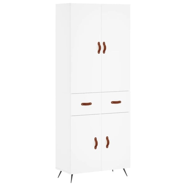 Szafka Regał Witrynka Biała z Drzwiami 69.5x34x180 cm do Salonu Pokoju 741416