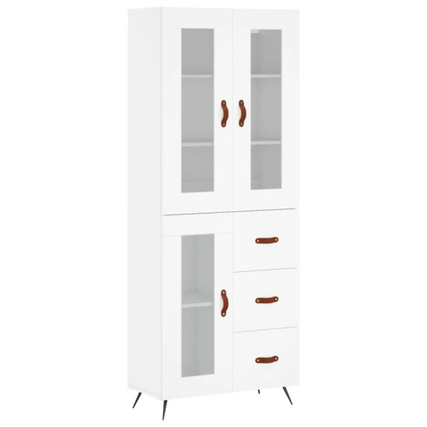 Szafka Regał Witrynka Biała z Drzwiami Szklanymi 69.5x34x180 cm do Salonu 751599