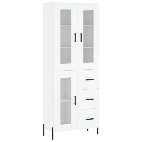 Szafka Regał Witrynka Biała z Drzwiami Szklanymi 69.5x34x180 cm do Salonu 751616