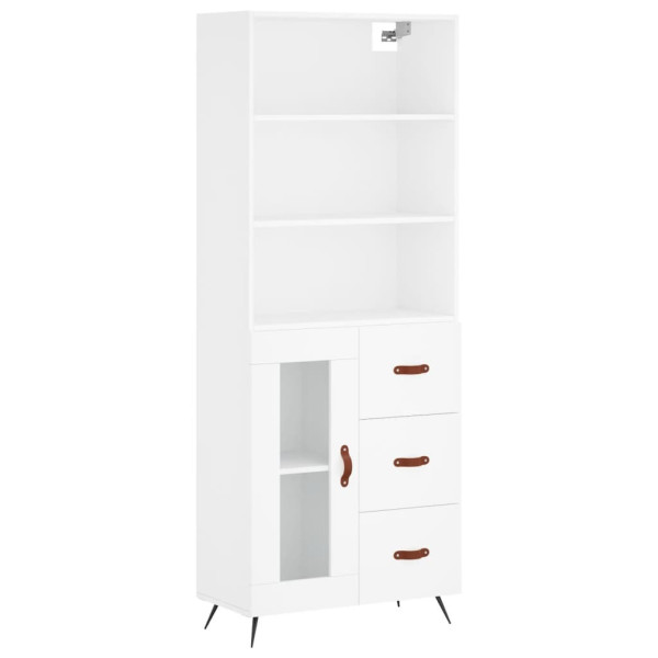 Szafka Regał Witrynka Biała z Drzwiami Szklanymi 69.5x34x180 cm do Salonu 751646