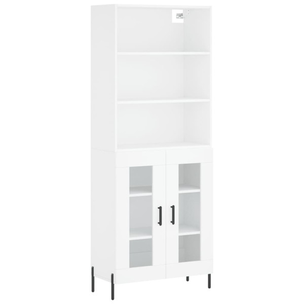 Szafka Regał Witrynka Biała z Drzwiami Szklanymi 69.5x34x180 cm do Salonu 751647