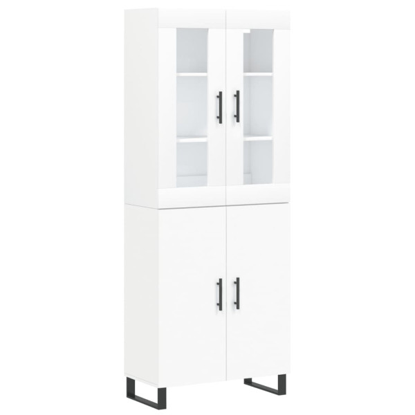 Szafka Regał Witrynka Biała z Drzwiami Szklanymi 69.5x34x180 cm do Salonu 751667