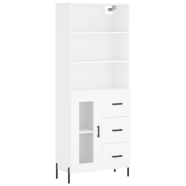 Szafka Regał Witrynka Biała z Drzwiami Szklanymi 69.5x34x180 cm do Salonu 751668