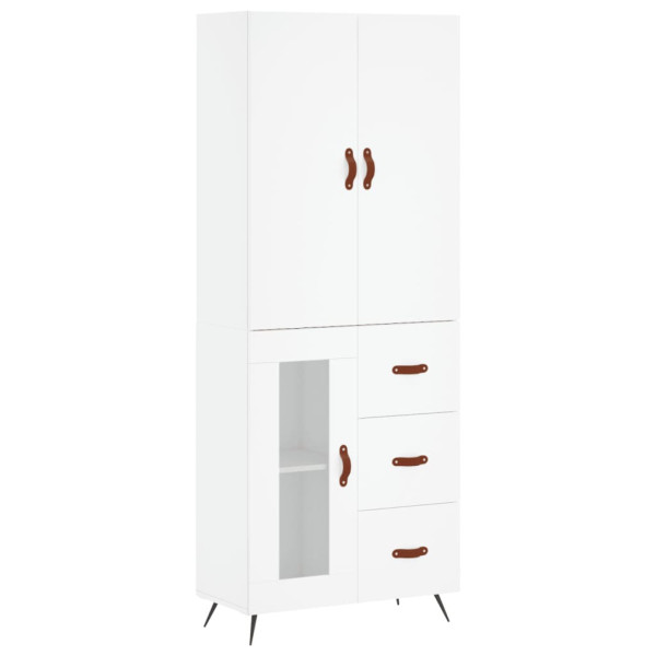 Szafka Regał Witrynka Biała z Drzwiami Szklanymi 69.5x34x180 cm do Salonu 745389