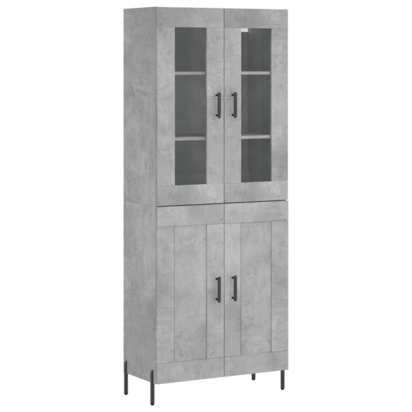 Szafka Regał Witrynka Szara Beton Szklana 69.5x34x180 cm do Salonu Pokoju 751603