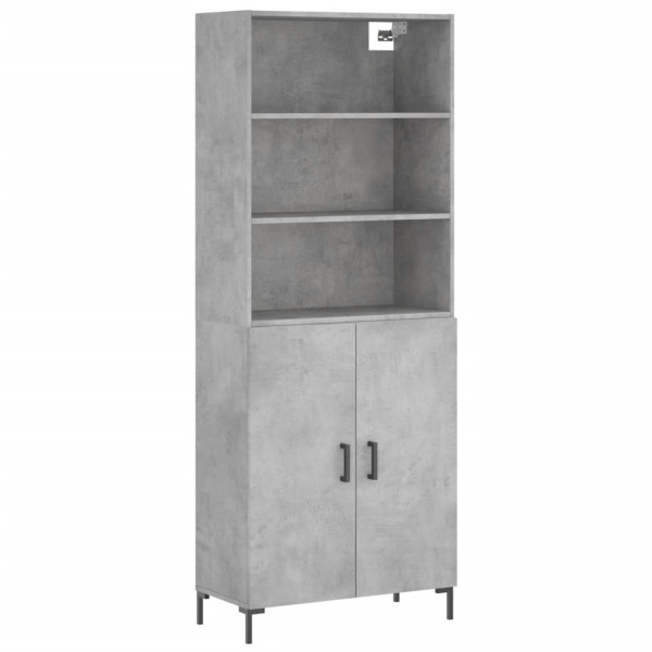 Szafka Regał Witrynka Szara Beton z Drzwiami 69.5x34x180 cm do Salonu 743932
