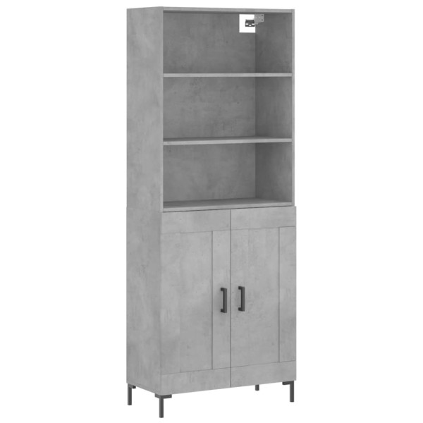 Szafka Regał Witrynka Szara Beton z Drzwiami 69.5x34x180 cm do Salonu 743937