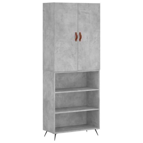 Szafka Regał Witrynka Szara Beton z Drzwiami 69.5x34x180 cm do Salonu 747870