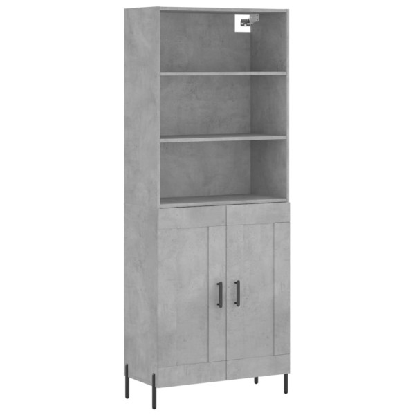 Szafka Regał Witrynka Szara Beton z Drzwiami 69.5x34x180 cm do Salonu 740227