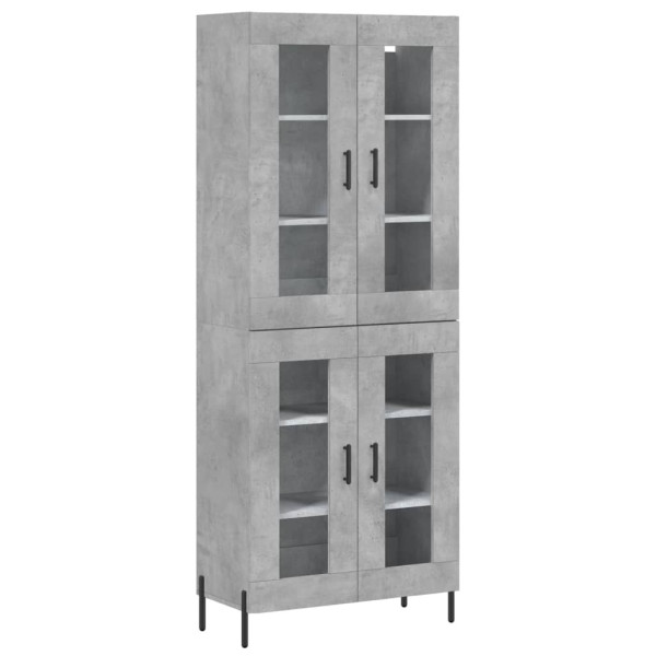 Szafka Regał Witrynka Szara Beton z Drzwiami Szklanymi 69.5x34x180 cm do 751686
