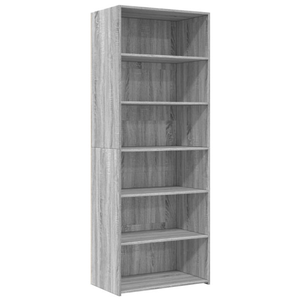 Szafka Regał Witrynka Szara Dąb Sonoma 70x41x185 cm do Salonu Pokoju 740515