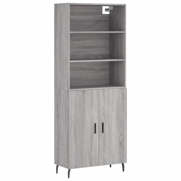 Szafka Regał Witrynka Szara Dąb Sonoma z Drzwiami 69.5x34x180 cm do Salonu 751703