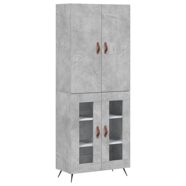 Szafka Regał Witrynka Szara z Drzwiami 69.5x34x180 cm do Salonu 745397