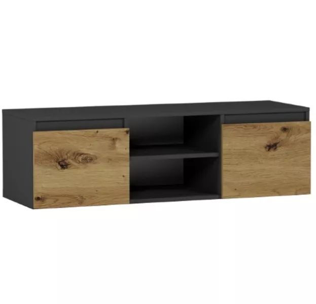 Szafka RTV 120 cm 2 drzwi 2 półki FRAMIRE RTV antracyt mix artisan 946881
