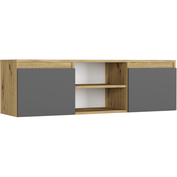 Szafka RTV 120 cm 2 drzwi 2 półki FRAMIRE RTV artisan mix antracyt 946878